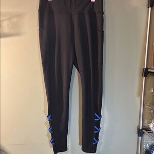 Black Leggings with Blue Accents